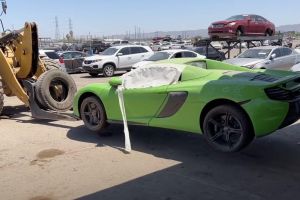 fire-damaged 2016 McLaren 650S Spider