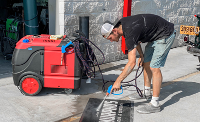 man-using-steamer